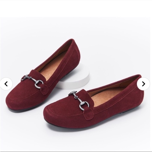 Vionic Shoes - NWOT Vionic Bibiana Suede Slip On Horsebit Loafers Burgundy
